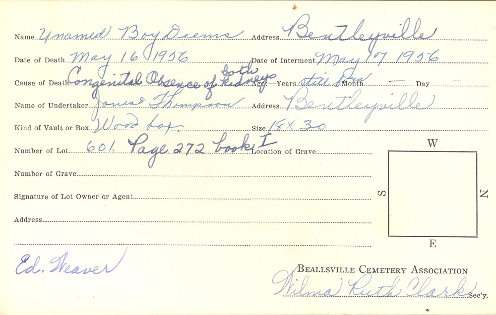 burial card